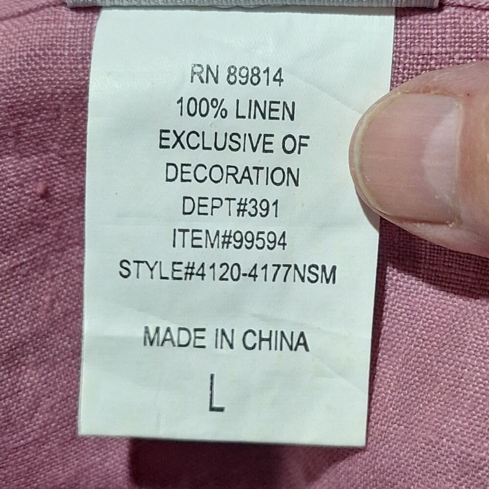 Two Star Dog Shirt Women's Large 100% Linen Mauve Pink Lace Classic Workwear - Picture 7 of 8